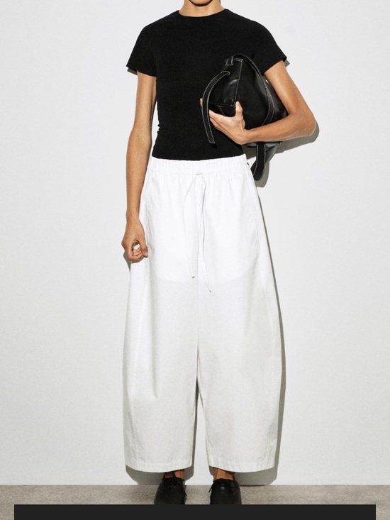 COS Pants - NWT viral Cos Elasticated Waist Barrel Pants- white- size 10
